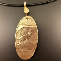 Howling Wolf Custom Pendant | Handcrafted Bronze Necklace