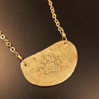 Bear Paw Print Medallion |  20" Chain Jewelers Bronze
