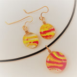 Glass Jewelry Set | Orange, Yellow, Red Fused Glass | Earrings and Necklace Set