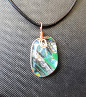 Mosaic Fused Glass Pendant | Spiral Copper Wire Wrapped