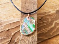 Mosaic Fused Glass Pendant | Spiral Copper Wire Wrapped
