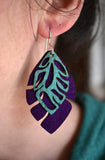 Green and Purple Mardi Gras Tropical Earrings - Limited Edition