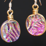 Purple Ripple Dichroic Fused Glass Earrings