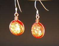 Red Fiery Earrings - Little Fireballs of Shiny Light