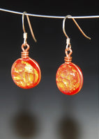 Red Fiery Earrings - Little Fireballs of Shiny Light