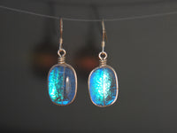 Blue Sparkle Drop Earrings - Glass and Sterling Silver - Handmade Jewelry
