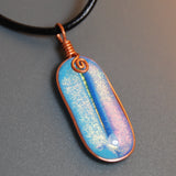 Blue Genie Bottle Pendant - Fused Dichroic Glass Wire Wrapped Pendant