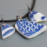 Vintage Japanese Pottery Earrings Pendant Set