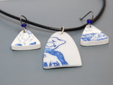 Antique Japanese Porcelain Earrings and Necklace Set