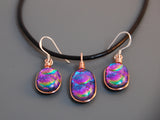 Indigo Purple Dichroic Fused Glass | Necklace & Pendant Set
