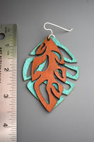 Lightweight Flashy Layered Leather Earrings - 3D Tropical Leaves