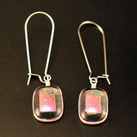 Pink Translucent Glass Dangle Drop Earrings
