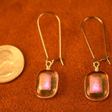 Pink Translucent Glass Dangle Drop Earrings