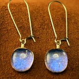 Blue Indigo and Purple Bright Deep Translucent Glass Dangle Drop Earrings