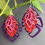 Tropical Pink Layered Earrings - Original Design - Lightweight and Flashy