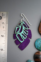 Green and Purple Mardi Gras Tropical Earrings - Limited Edition