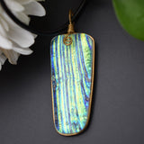 Large Bright Translucent Glass Necklace with Iridescent Dichroic Metals