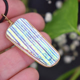 Large Bright Translucent Glass Necklace with Iridescent Dichroic Metals