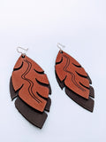 River Flow Layered Leather Feather Earrings